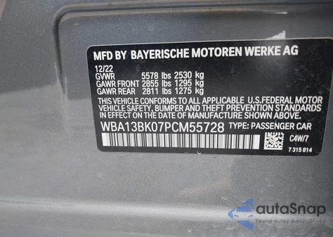 2023 BMW M550 I xDrive z USA, uszkodzony, nr VIN WBA13BK07PCM55728